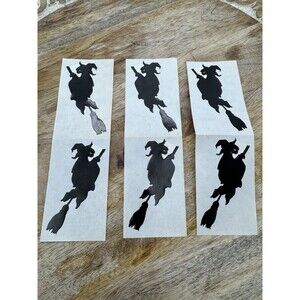 6 Vtg Mrs Grossman's Flying Witch Stickers Left & Right Facing Halloween Broom